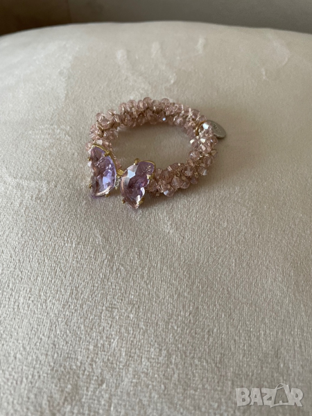 Ластик за коса с розови кристалчета и лилава пеперуда, снимка 1