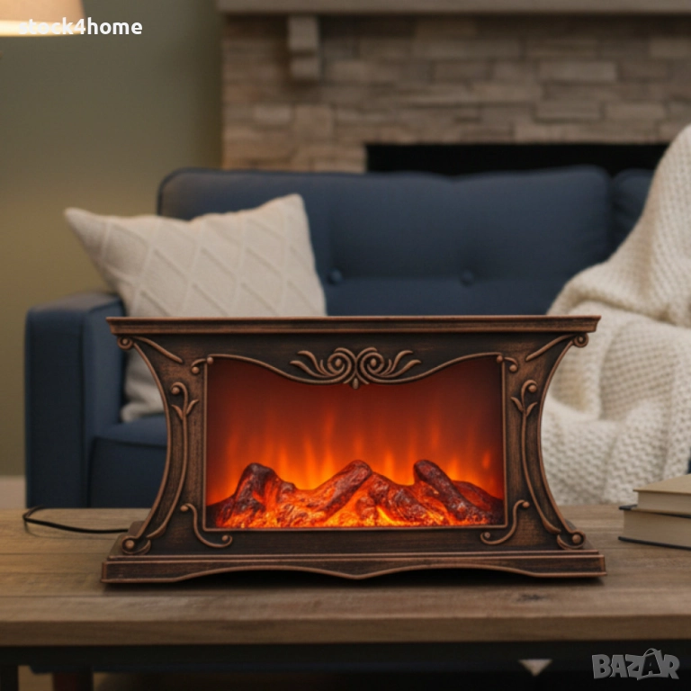 Декоративна LED камина с реалистичен ефект на пламък и жарава, снимка 1