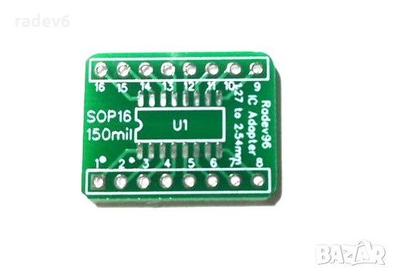 PCB преходник SOP16 1.27mm to 2.54mm, 150mil, снимка 1