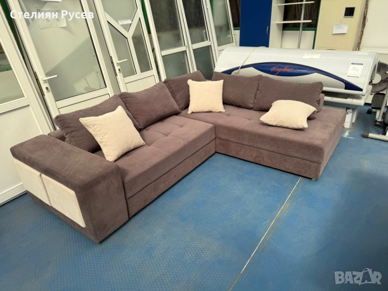 1108 разтегателен ъглов холов Диван / канапе с ракла и функция сън + табуретки -цена 1 000 лв или 51, снимка 1