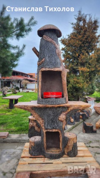 Градинско барбекю от щампован бетон, снимка 1