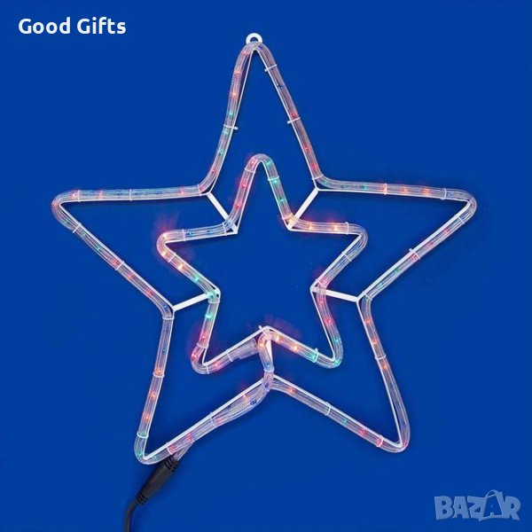 Светеща двойна коледна звезда, 57см, Многоцветна, снимка 1