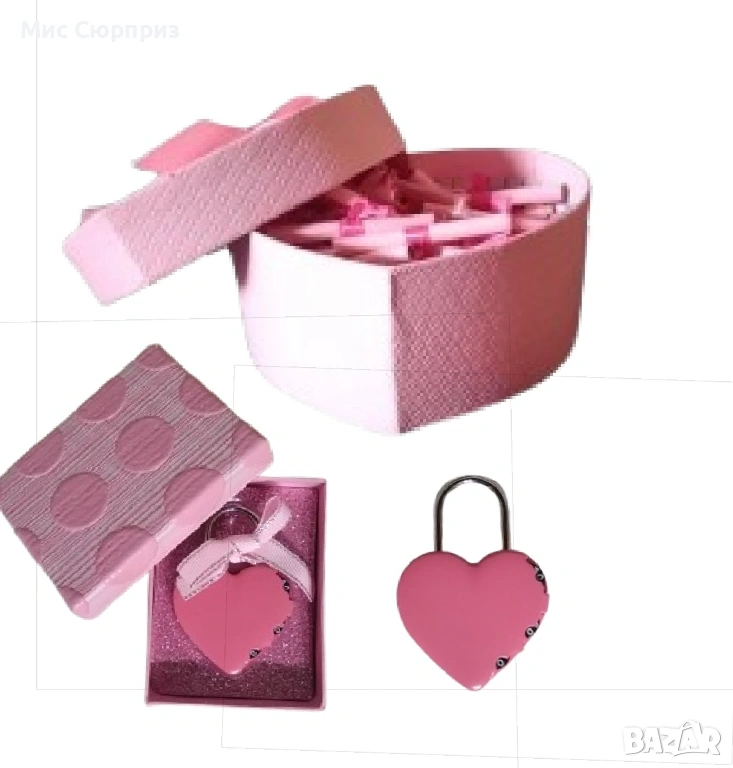 ЗА НЕЯ: 101 причини за да те обичам и катинарче сърце в розово, снимка 1