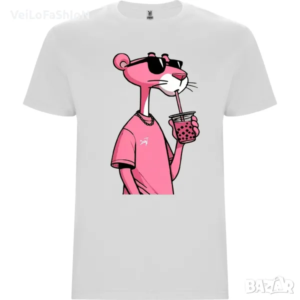 Нова мъжка тениска с героя Пинко Розовата Пантера в бял цвят, снимка 1