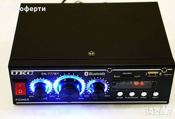 Мини стерео усилвател SN-777BT Bluetooth USB, снимка 1