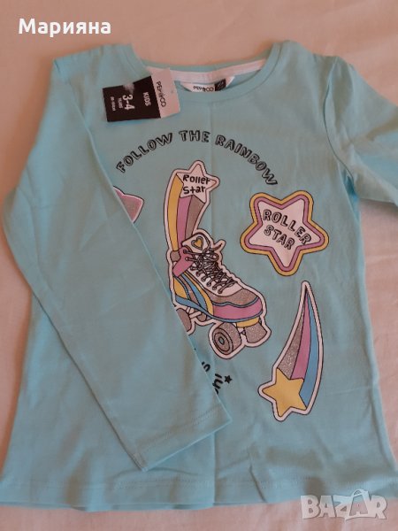 нова блуза с дълъг ръкав за момиче 3-4год., снимка 1