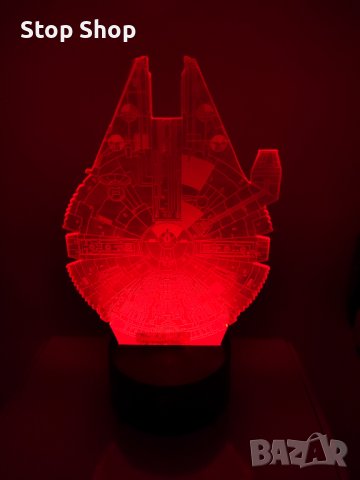 Star Wars Millennium Falcon 3d лампа настолна RGB , снимка 8 - Настолни лампи - 40412772