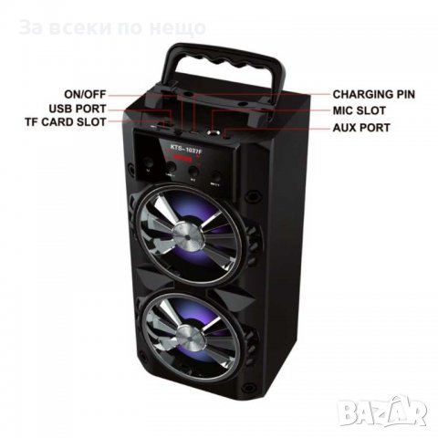 Преносима Караоке Тонколона KTS-1037F bluetooth, радио, TF карта, USB порт, светлинни ефекти, снимка 3 - Караоке - 36963453
