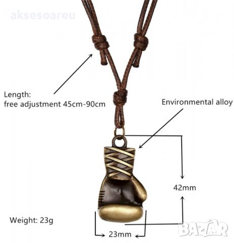 Колие боксова ръкавица пънк боксови ръкавици, кожена огърлица, дължината може да се регулира свободн, снимка 4 - Колиета, медальони, синджири - 38282768