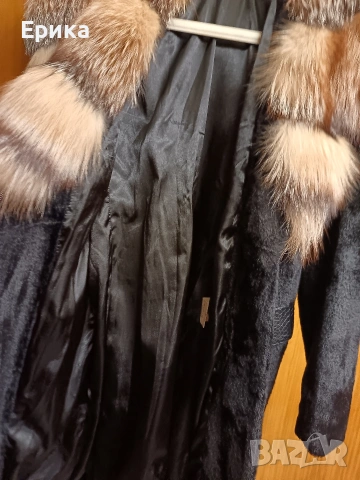 Палто алкантара с лисица естествен косъм , снимка 5 - Палта, манта - 53963086
