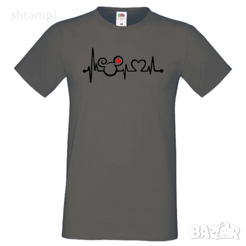 Мъжка тениска Mickey Love Heartbeat 1 Подарък,Изненада,Рожден ден, снимка 4 - Тениски - 36576109