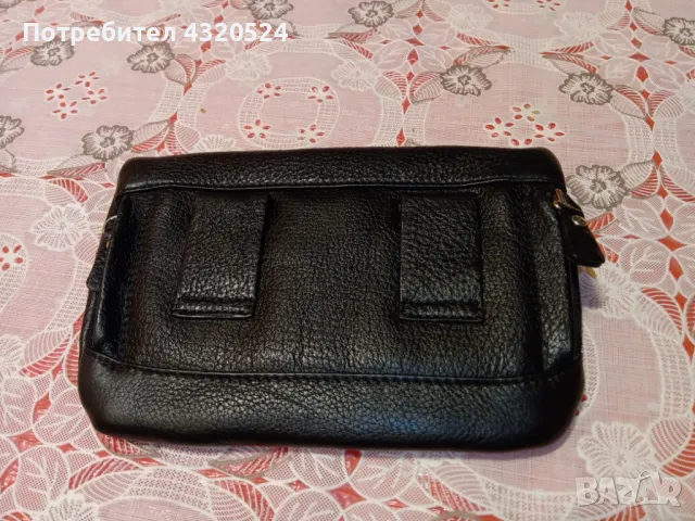 Черна Мъжка Чанта Естествена Кожа за Колан на АРТ93, снимка 3 - Чанти - 48328623