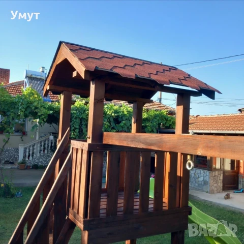 Детска къщичка с пързалка и люлка , снимка 7 - Градински мебели, декорация  - 51265983