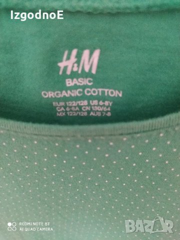  H&M зелена памучна рокля, снимка 2 - Детски рокли и поли - 29687990