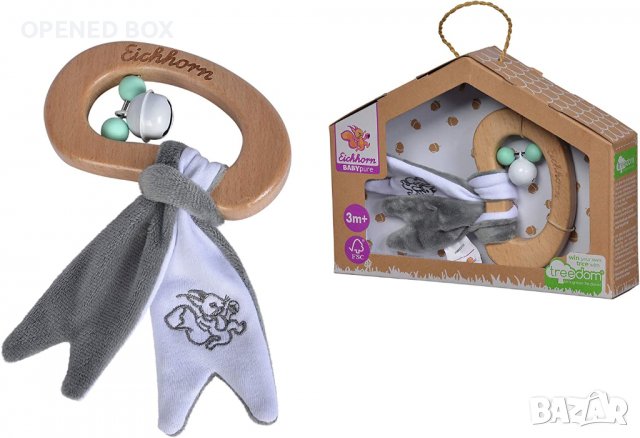 Eichhorn - Baby Pure дрънкалка - изработена от FSC 100% сертифицирана букова дървесина, устойчива дъ, снимка 1
