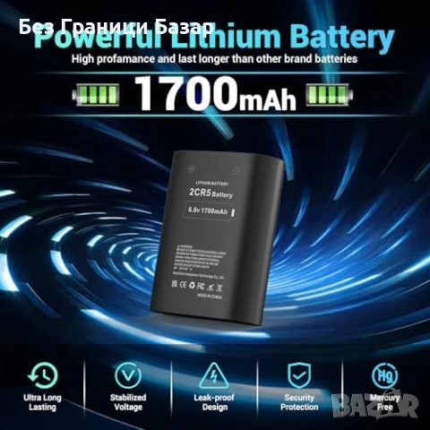 Нови 5 броя 2CR5 6V литиева батерия 1700mAh DL2CR5 EL2CR5 за фотоапарат, снимка 2 - Батерии, зарядни - 53015904