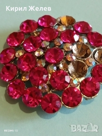 Изящна кристална брошка Арт с кристали ЦИТРИН 52262, снимка 6 - Колиета, медальони, синджири - 52570675