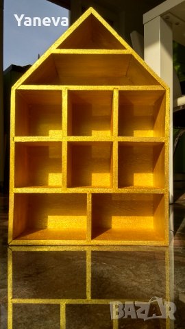 Етажерка,шкаф,къща за миниатюри от дърво в златисто, снимка 4 - Етажерки - 35548457