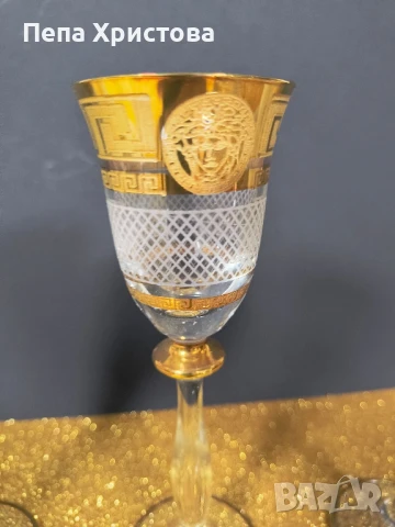 чаши за ракия -  Бохемия - Christina- Versace Gold, снимка 7 - Чаши - 50943761