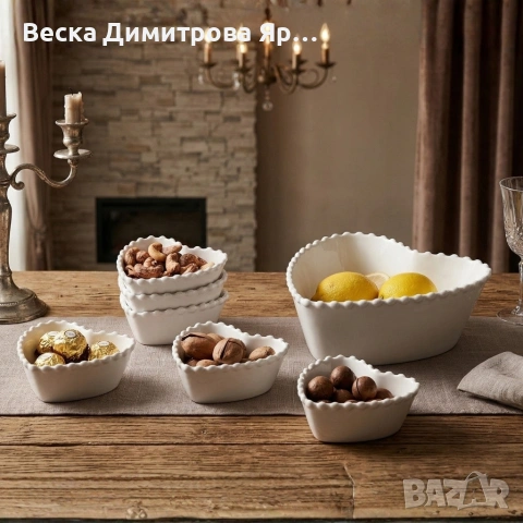 Луксозен комплект порцеланови купи със заоблен релеф - 7 части, снимка 4 - Сервизи - 53929293