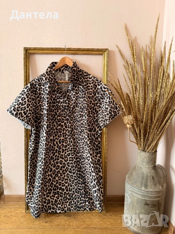 H&M Нова рокля тип риза леопардов принт, снимка 10 - Рокли - 54256493