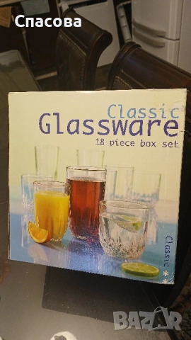НОВ сервиз от 18 бр. практични и красиви стъклени чаши. В кашон., снимка 3 - Чаши - 51931922