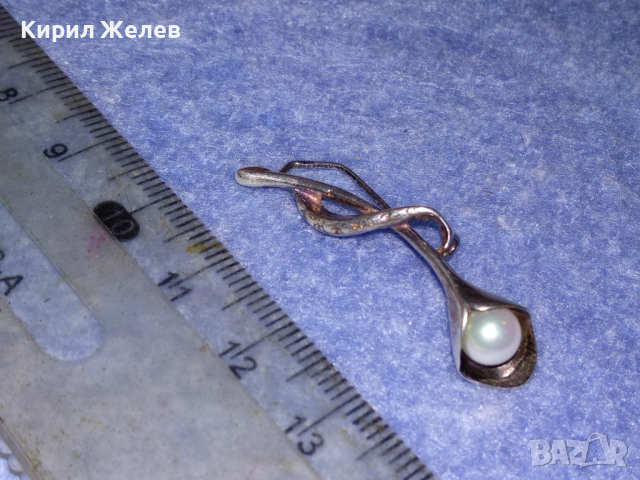 АР НУВО ПЕРЛЕНА СРЕБЪРНА БРОШКА СРЕБРО 925 с БЯЛА ПОЗЛАТА и ЕСТЕСТВЕНА БЯЛА ПЕРЛА РЪЧНА РАБОТА 43322, снимка 13 - Антикварни и старинни предмети - 44692766