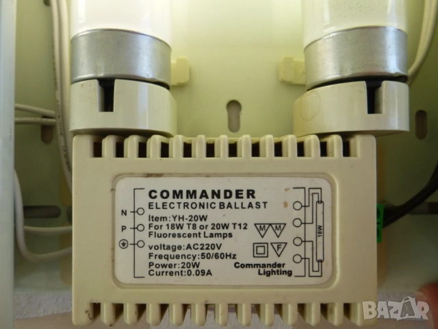 Неонова/луминисцентна лампа с две пури- 2х18W., снимка 7 - Лампи за стена - 52616419