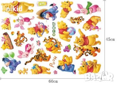 Много картинки с Мечо Пух стикер лепенка самозалепващ за стена и мебел детска стая декорация, снимка 3 - Други - 29335596