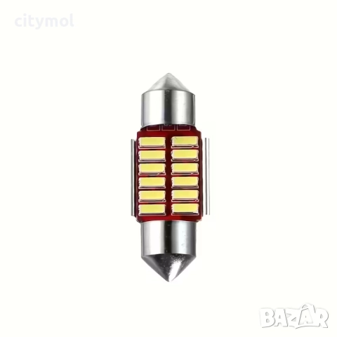 LED диодна лампа, 12 SMD диода, 41мм, 12V, бяла светлина, Canbus, снимка 3 - Аксесоари и консумативи - 52559308