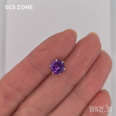 Сребърни обеци с естествен аметист., снимка 12 - Обеци - 52874985