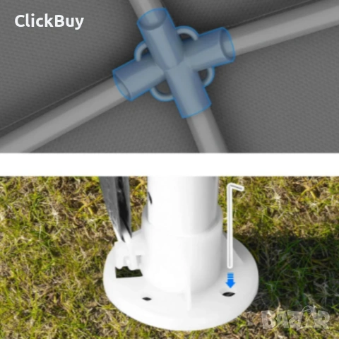 Сгъваема градинска шатра 3x3 м – Здрава метална конструкция, регулируема височина и защита от слънце, снимка 8 - Градински мебели, декорация  - 54124879