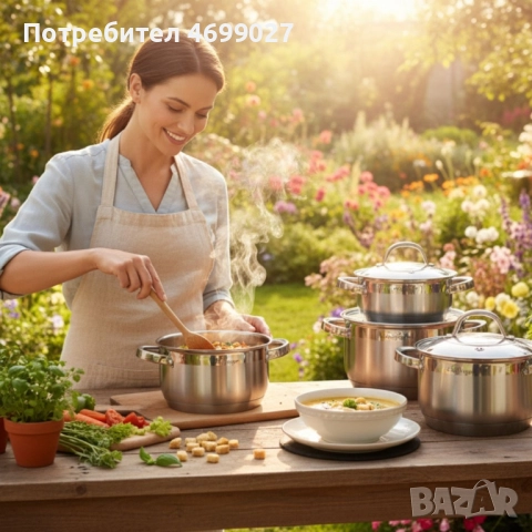 Cheffinger - комплект тенджери от неръждаема стомана – здравина, стил и готвене без компромис, снимка 2 - Съдове за готвене - 52990769