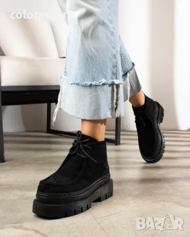 Равни боти - черен велур - RB20, снимка 2 - Дамски боти - 45680765