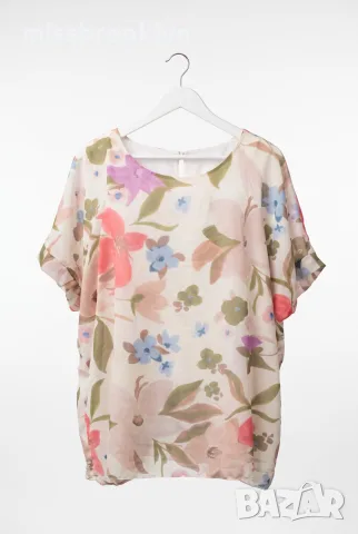 Блуза “Pastel Floral Breeze” – ефирна блуза с пастелен флорален принт арт.5086, снимка 3 - Блузи с дълъг ръкав и пуловери - 55821415