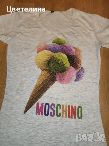 Сива тениска MOSCHINO размер М цена 10 лв., снимка 3 - Тениски - 42699644