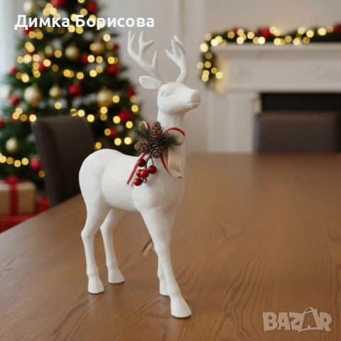 Декоративен Коледен eлен – Златист или бял, с празнични детайли, снимка 5 - Декорация за дома - 52797400