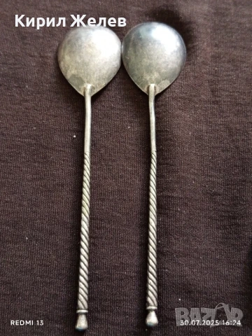 ПОСРЕБРЕНИ РУСКИ ЛЪЖИЧКИ за ЧАЙ СТАРИ РЕДКИ за КОЛЕКЦИЯ 30318, снимка 7 - Други ценни предмети - 51193675