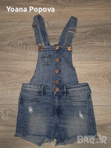 Летен детски комплект от 3 части: Дънков гащеризон, тениска и скрънчи, снимка 2 - Детски комплекти - 53956612