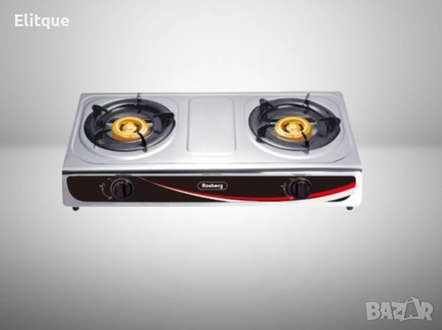 Котлон газов двоен Rosberg R51454AD, 30 mbar, Неръжд, стомана, Чугунени горелки, 2 ГОДИНИ ГАРАНЦИЯ, снимка 5 - Друга електроника - 52888952