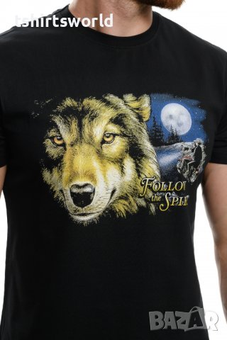 Нова мъжка тениска с дигитален печат Вълк - Follow the spirit, снимка 2 - Тениски - 37596342
