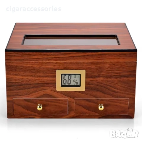Хумидор за ~45 пури с дигитален хигрометър и овлажнител, снимка 2 - Табакери - 54245180