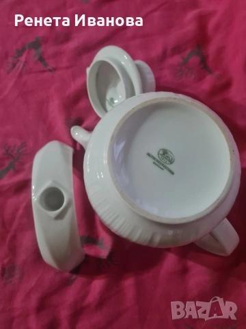 Комплект от стара порцеланова кана и свещник , снимка 3 - Антикварни и старинни предмети - 53278525