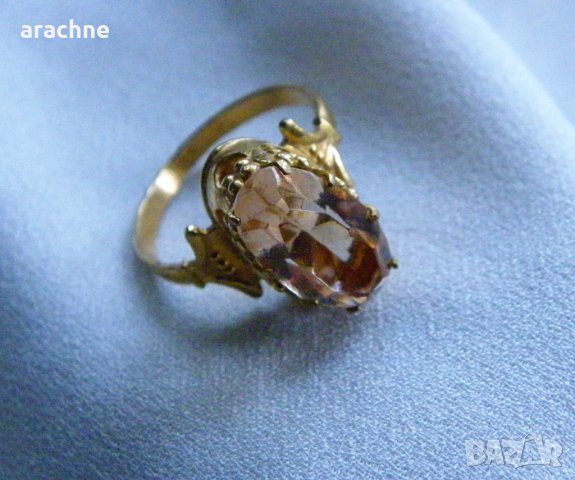 Позлатен сребърен пръстен с морганит