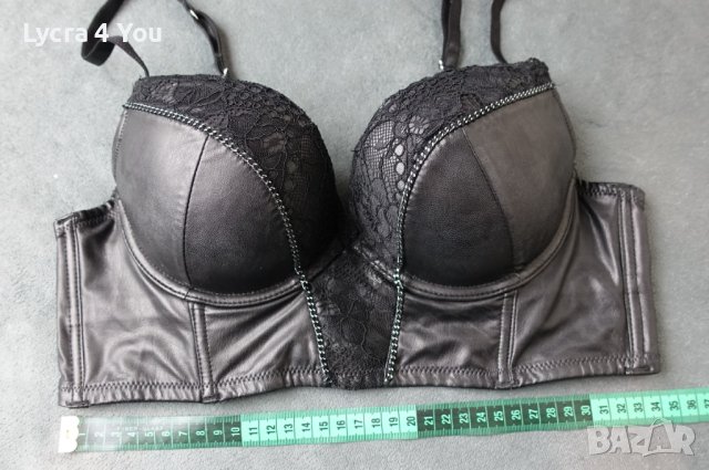 80В страхотен кожен сутиен със сменяеми подплънки и твърди чашки, снимка 9 - Бельо - 42238419