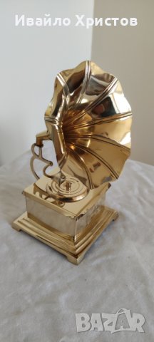 Сувенир- старинен грамофон с фуния, снимка 4 - Декорация за дома - 37956814