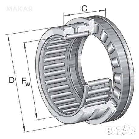 INA NKXR15 – комбиниран лагер 15x24/28.1x23, снимка 3 - Други машини и части - 52414119