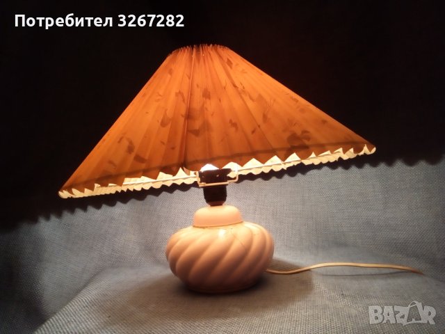 Лампа,Настолна, Абажур Платнен, Основа Керамика, снимка 8 - Настолни лампи - 42871846