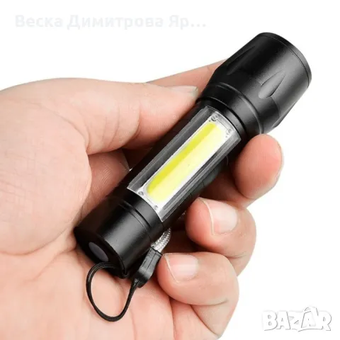 LED Джобен фенер с 3 режима, презареждаем, с USB кабел в зелена кутия FL45, снимка 2 - Друга електроника - 47915030