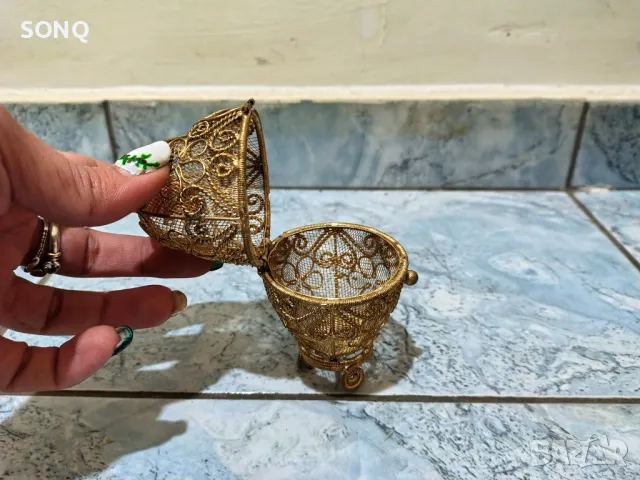 Уникално Красиво Филигранено Яйце Бижутерка, снимка 5 - Антикварни и старинни предмети - 48239129